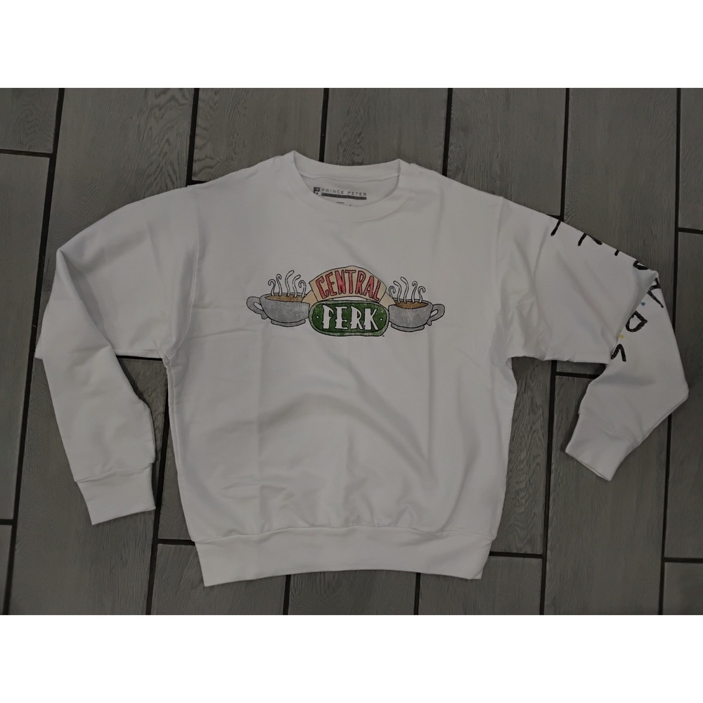 Prince Peter Friends Central Perk Sweatshirt  XS White Crewneck Pullover NWOT